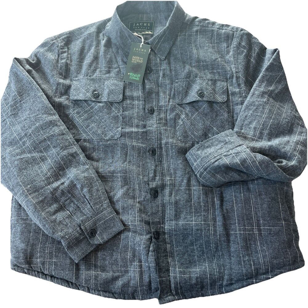 Jacks New York Recycled Flannel Sherpa Lined Pendleton Size 2xl Grey ￼
